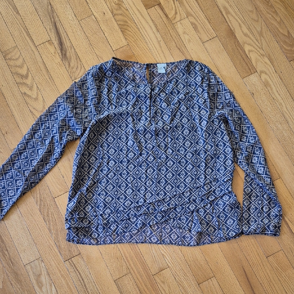 Paper Crane Navy Geometric Blouse